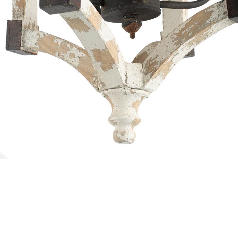 4 - Light Wood Chandelier, Hanging Light Fixture with Adjustable Chain for Kitchen Dining Room Foyer Entryway, Bulb Not Included