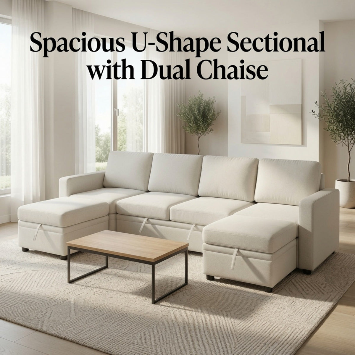23" x 23" Off-White Square Ottoman, photo 6 of 10