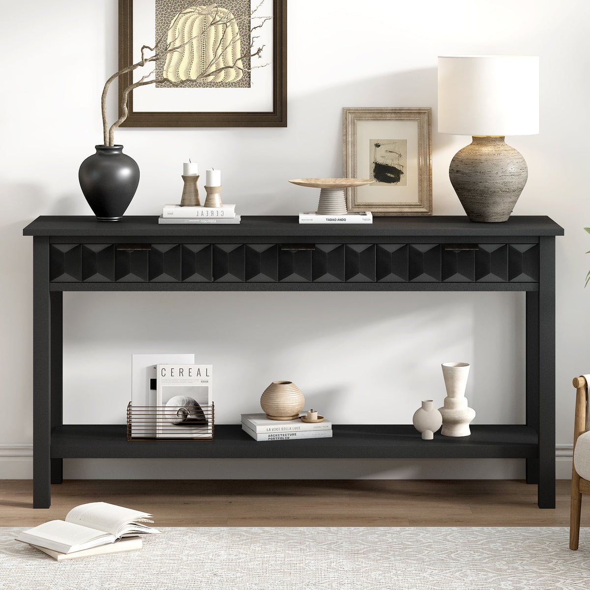 U_Style 58.3'' Fir Veneer Entryway Table, photo 3 of 10