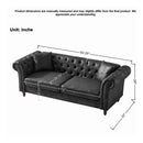 Chesterfield Sofa, High Tech Fabric Roll Armrest, 3 Seater Mid Century Modern Couch - Black by HouseOfZazla