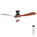 Ceiling Fan With Remote Controlled LED Light, 3 Blades, Reversible DC Motor, 6 Speeds, Dimmable, Flush Mount - Black by HouseOfZazla