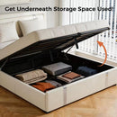 Upholstered Platform Bed Frame With Adjustable LED Headboard, USB C-Charging, Hydraulic Lift by Unique Piece Furniture