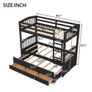 Bunk Bed With Trundle And Drawers, Arched Headboard And Footboard by HouseOfZazla