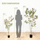Artificial Bougainvillea Tree With Pot, Realistic Faux Flowering Plant Leaves And Blooms, Decor For Home Office - Green Leaves / Pink