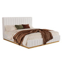 King Size Bed Frame With Linen Upholstery and Solid Wood Base by HouseOfZazla