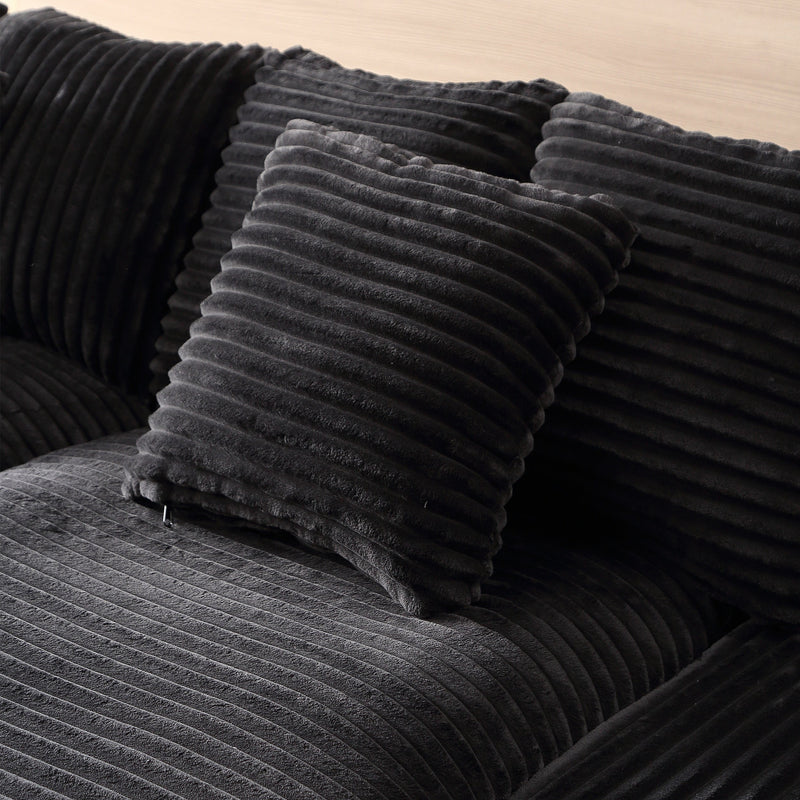 74.8" Modern Luxury Twins Sofa Couch for Living Room Quality Corduroy Upholstery Sleeper Sofa Bed Daybed Black