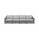 Contemporary Outdoor Rattan Wicker Sectional Seating Group With Cushions by HouseOfZazla