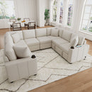 Modern U-Shaped Sectional Sofa Convertible Pull-Out Sofa Bed With USB Ports And Cup Holders by Unique Piece Furniture