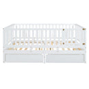 Daybed With Fence Guardrails And 2 Drawers, Split Into Independent Floor Bed & Daybed by HouseOfZazla
