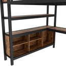 Metal Loft Bed with Wardrobe and L-Shaped Desk