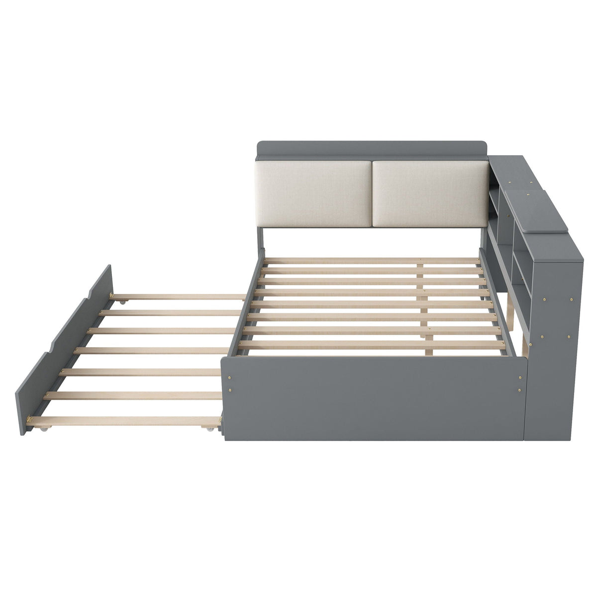 Platform Bed With Trundle, Shelves, And Storage Headboard, photo 29 of 29