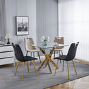 Dining Table With Cross Metal Leg And Tempered Glass, Modern Space Saving Kitchen Table For Living Room Legs, Square Table