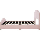 3 Pieces Bedroom Sets Full Size Velvet Upholstered Platform Bed Vertical Channel Tufted Headboard and Two Three-drawer Nightstands,Pink