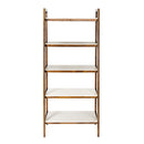 Mid - Century Design 5 Shelf Bookcase - Off White / Pecan by HouseOfZazla