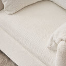 Fixed Modern Accent Chair Single Seater Plush Chenille Lounge Chair With High Resilience Cushion - Ivory White by HouseOfZazla