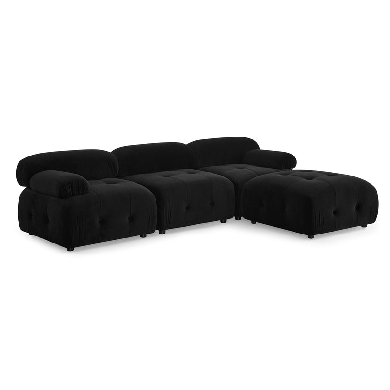 Walker Edison | Black Velvet Cloud Modular Sectional Couch w Ottoman