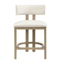 26" Counter Height Bar Stool, Upholstered Counter Stools (Set of 2) - Light Ash + Beige by HouseOfZazla