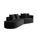 Upholstered Oversized Sectional Sofa, 4 Seater Extra Deep & Wide Seat Curved Cloud Couch With 4 Throw Pillows, Free Combination Living Room - Black by HouseOfZazla