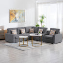 Nolan - Fabric 6 Piece Sectional Sofa With Pillows And Interchangeable Legs by HouseOfZazla