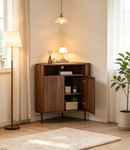 Modern Narrow Wooden Corner Storage Cabinet