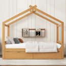 House Style Platform Bed With Headboard, Footboard, 2 Drawers, And Roof Design by HouseOfZazla