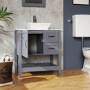 30" Gray Bathroom Vanity And Sink Combo Marble Pattern Top With Mirror Faucet & Drain - Gray by HouseOfZazla