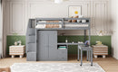Loft Bed With Stairs, Bookshelf, Drawers, Desk & Wardrobe, Space Saving Multifunctional Furniture by HouseOfZazla