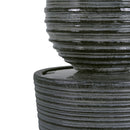 31.5" Tall Striped Column Fountain With LED Light Design For Outdoor Spaces - Gray by HouseOfZazla