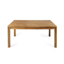 7 Pieces Acacia Wood Outdoor Dining Set with Cream Cushions and Natural Wicker by HouseOfZazla