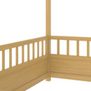 Twin Size Floor Wooden Bed with House Roof Frame
