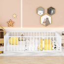 Metal Floor Bed Frame With Fence And Door by HouseOfZazla