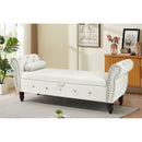 63.38"Velvet Multifunctional Storage Rectangular ottoman bench Comes with crystal buckle Solid Wood Legs with 1 Pillow,Beige