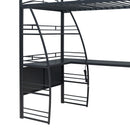 Loft Bed With 4 Layers Of Shelves And L-Shaped Desk, Stylish Metal Frame Bed With A Set Of Sockets, USB Ports And And Wireless Charging by HouseOfZazla