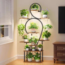 Plant Stand Indoor With Grow Light, 9 Tiered 63" Tall Indoor Plant Shelves For Multiple Plants - Walnut / Black by Unique Piece Furniture