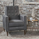 Macedonia - Mid Century Modern Button Tufted Fabric Recliner - Slate by HouseOfZazla