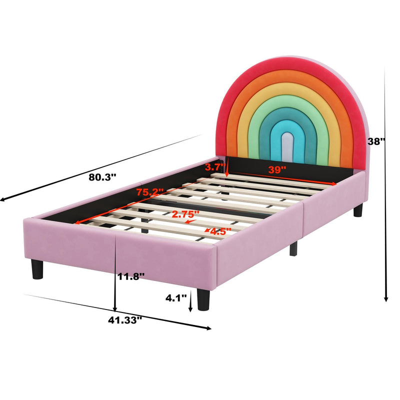 Walker Edison | Rainbow Design Upholstered Twin Platform Bed