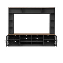 Wall Unit Entertainment Center With Bookshelves For TVs Up To 80", Tempered Glass Doors And Adjustable Shelves by HouseOfZazla
