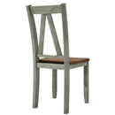 6-Piece Wood Dining Table Set Kitchen Table Set with Long Bench and 4 Dining Chairs, Farmhouse Style, Walnut+Gray