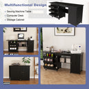 57.5" Foldable Sewing Machine Table with Storage & Casters