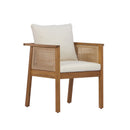 7 Pieces Acacia Wood Outdoor Dining Set with Cream Cushions and Natural Wicker by HouseOfZazla