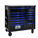 12 Layer Drawer Multi Purpose Tool Cart With Wheels And Iron Top - Black / Blue by HouseOfZazla