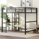 Loft Bed With Built In Desk And Storage Shelves, Full Size - Black by HouseOfZazla