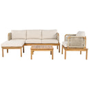 Outdoor 4-piece Acacia Wood and Rope Patio Sofa Set