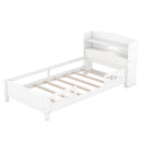Wood Platform Bed With Built In LED Light, Storage Headboard And Guardrail by HouseOfZazla