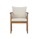 7 Pieces Acacia Wood Outdoor Dining Set with Cream Cushions and Natural Wicker by HouseOfZazla