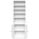 Bookcase Tall 5-Tier Adjustable Storage Shelf With Door Deep - White by HouseOfZazla