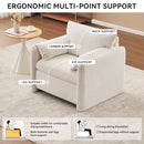 Fixed Modern Accent Chair Single Seater Plush Chenille Lounge Chair With High Resilience Cushion - Ivory White by HouseOfZazla