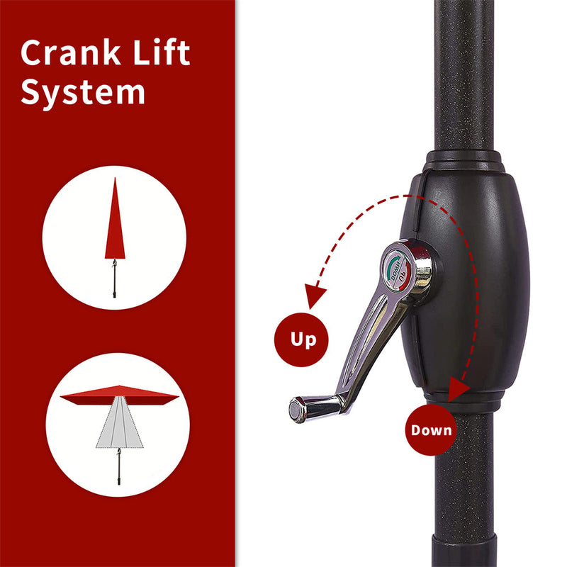 6.5FT x 10FT Patio Umbrella Outdoor Red Uv Protection