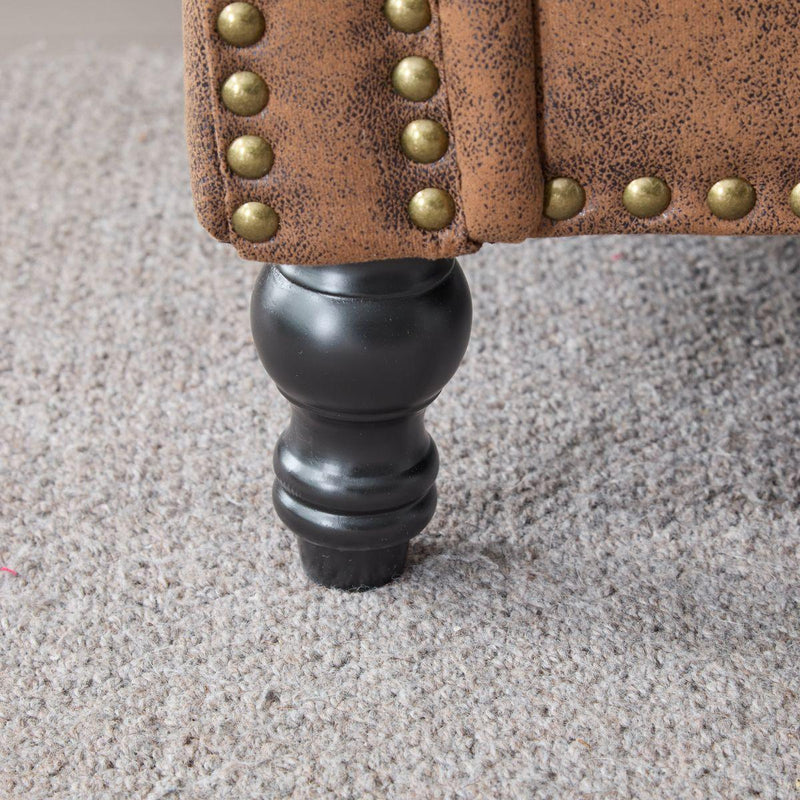 68 Inch Nailhead Trim Couches for Living Room, 22' Deep Seat Rolled Arm Sofa, Faux Leather Couch Upholstered SofaComfy Upholstered 2 Seater Sofa, w/Wooden Leg, Large Traditional Sofa for Bedroom