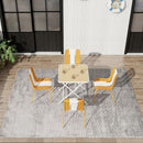 4 Piece Set Of Modern Striped Single Chairs With Folding Square Table
